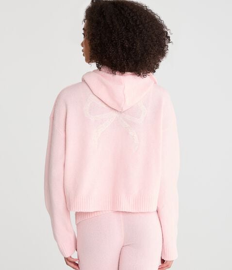 Lace Bow Cozy Sweater Hoodie Lace Bow Cozy Sweater Hoodie