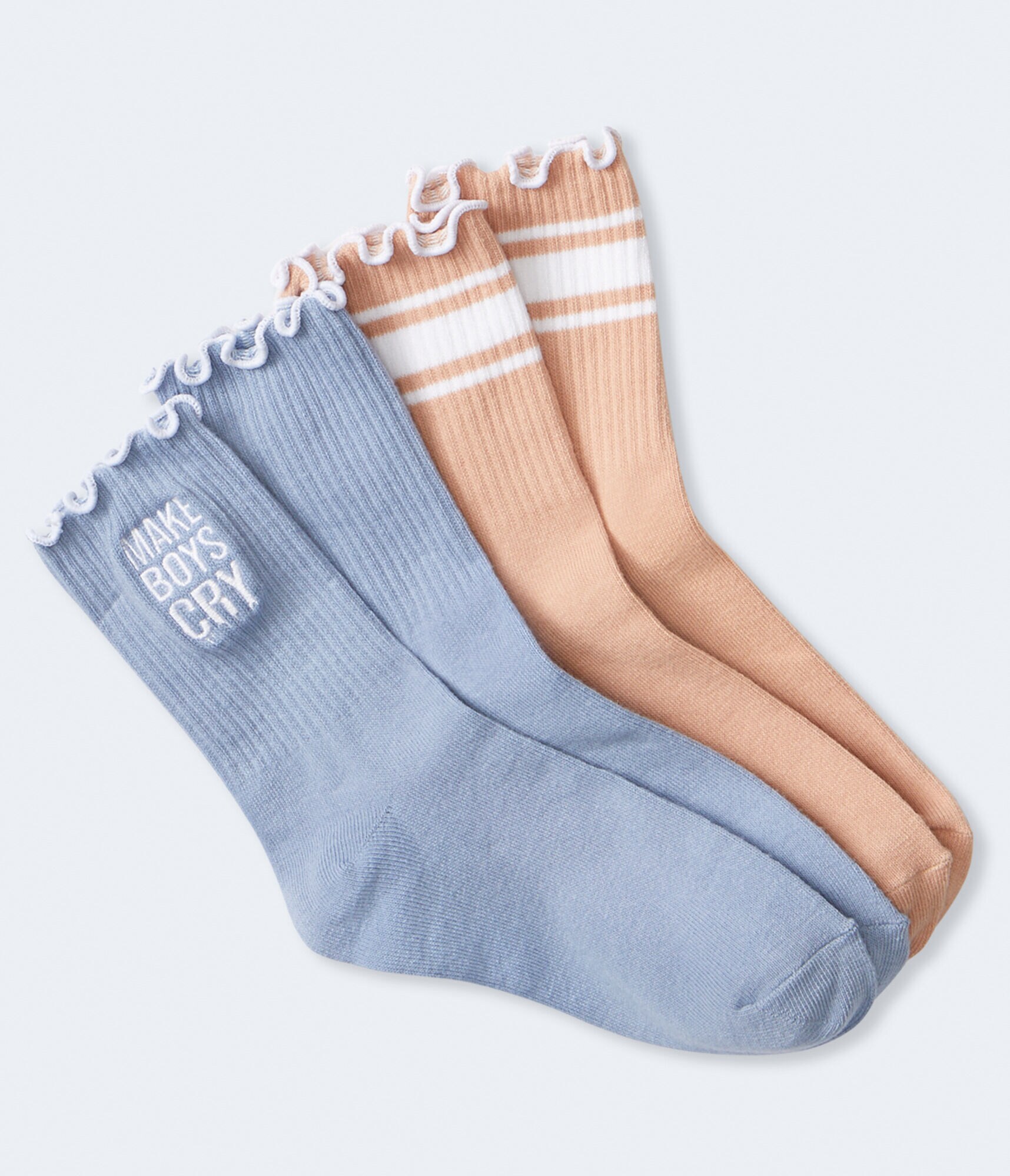 Make Boys Cry &amp; Stripes Crew Sock 2-Pack