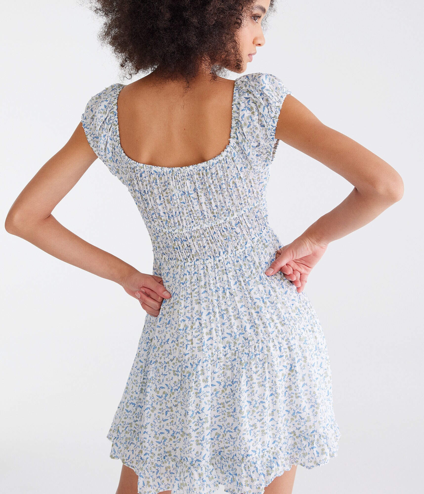 Floral Scoop-Neck Double-Tie Fit &amp; Flare Dress