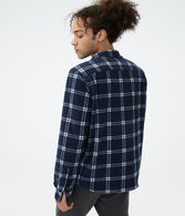 Long Sleeve Plaid Microfleece Button-Down Shirt