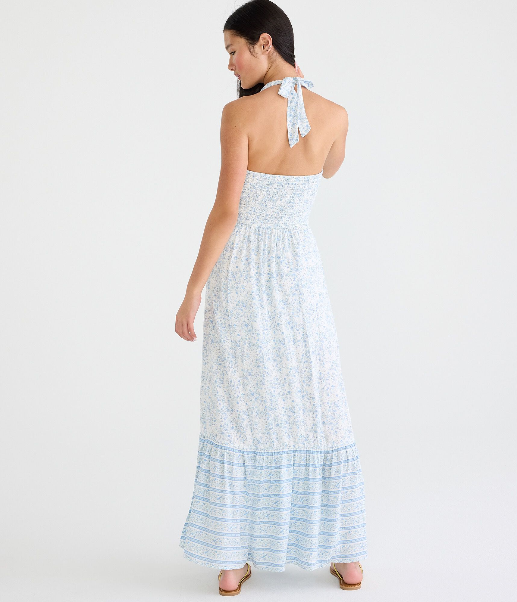 Floral V-Neck Halter Maxi Dress