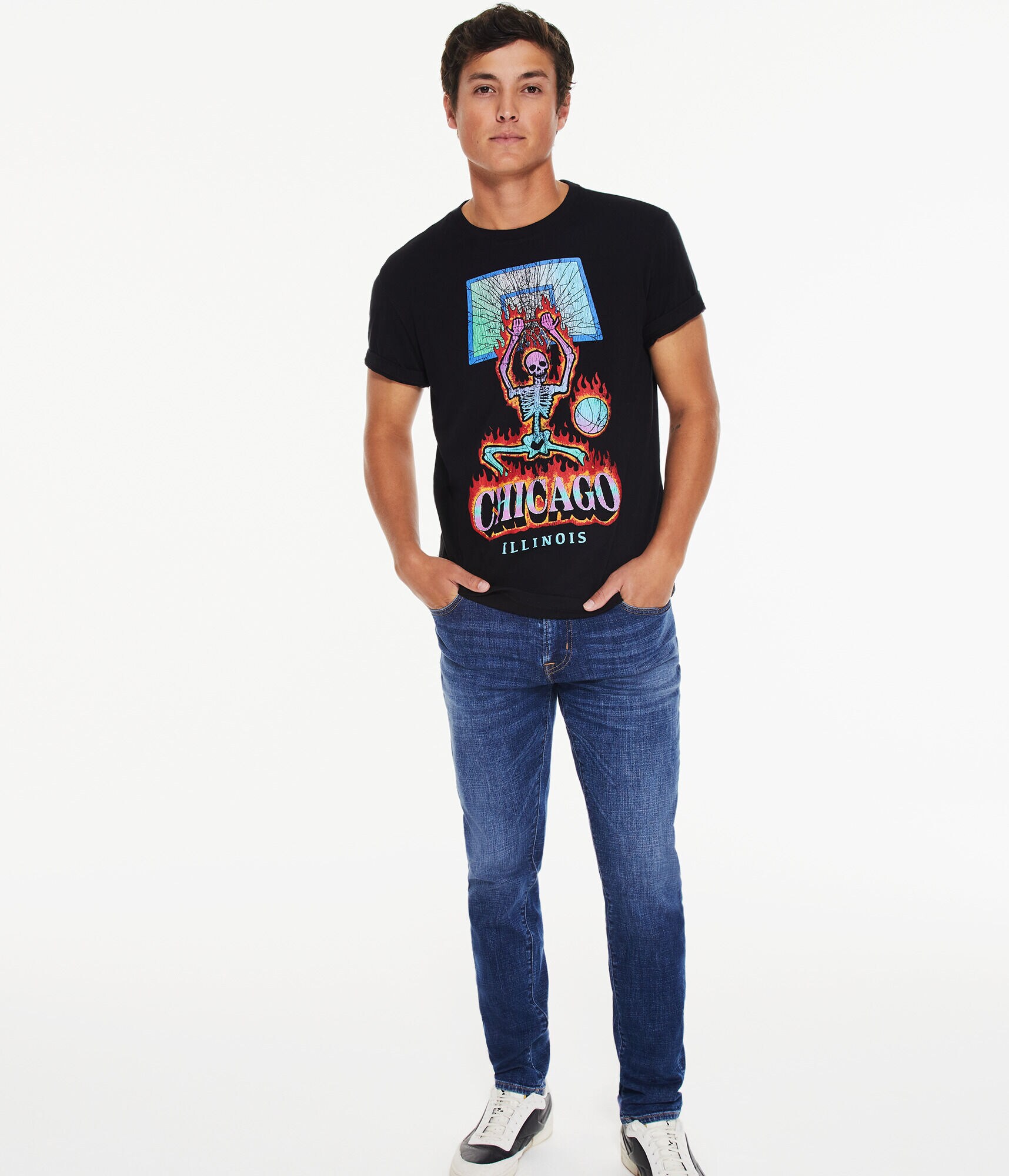 Chicago Basketball Skeleton Graphic Tee