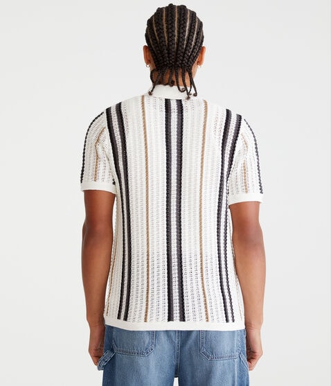 Striped Open-Knit Sweater Shirt Striped Open-Knit Sweater Shirt