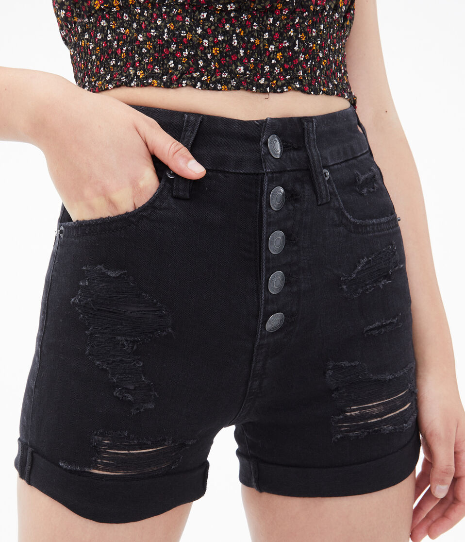 Seriously Stretchy Super High-Rise Curvy Denim Shorty Shorts