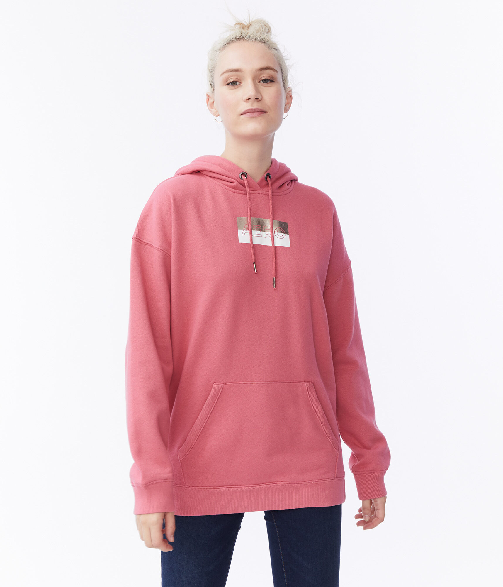 Aero Foil Box Logo Boyfriend Pullover Hoodie***