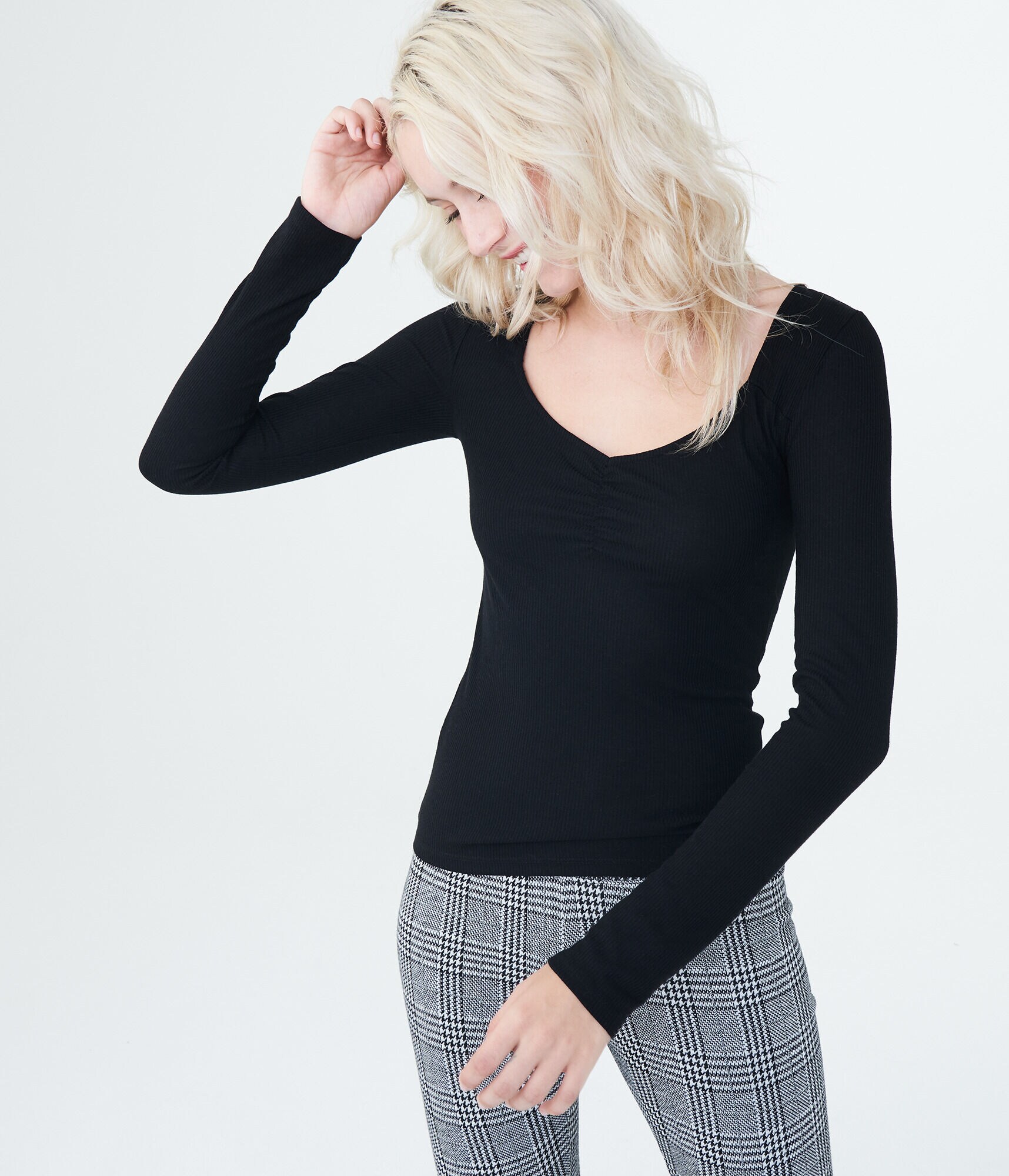 Long Sleeve Solid Sweetheart Bodycon Top