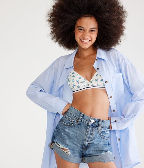 High-Rise Denim Mom Shorts