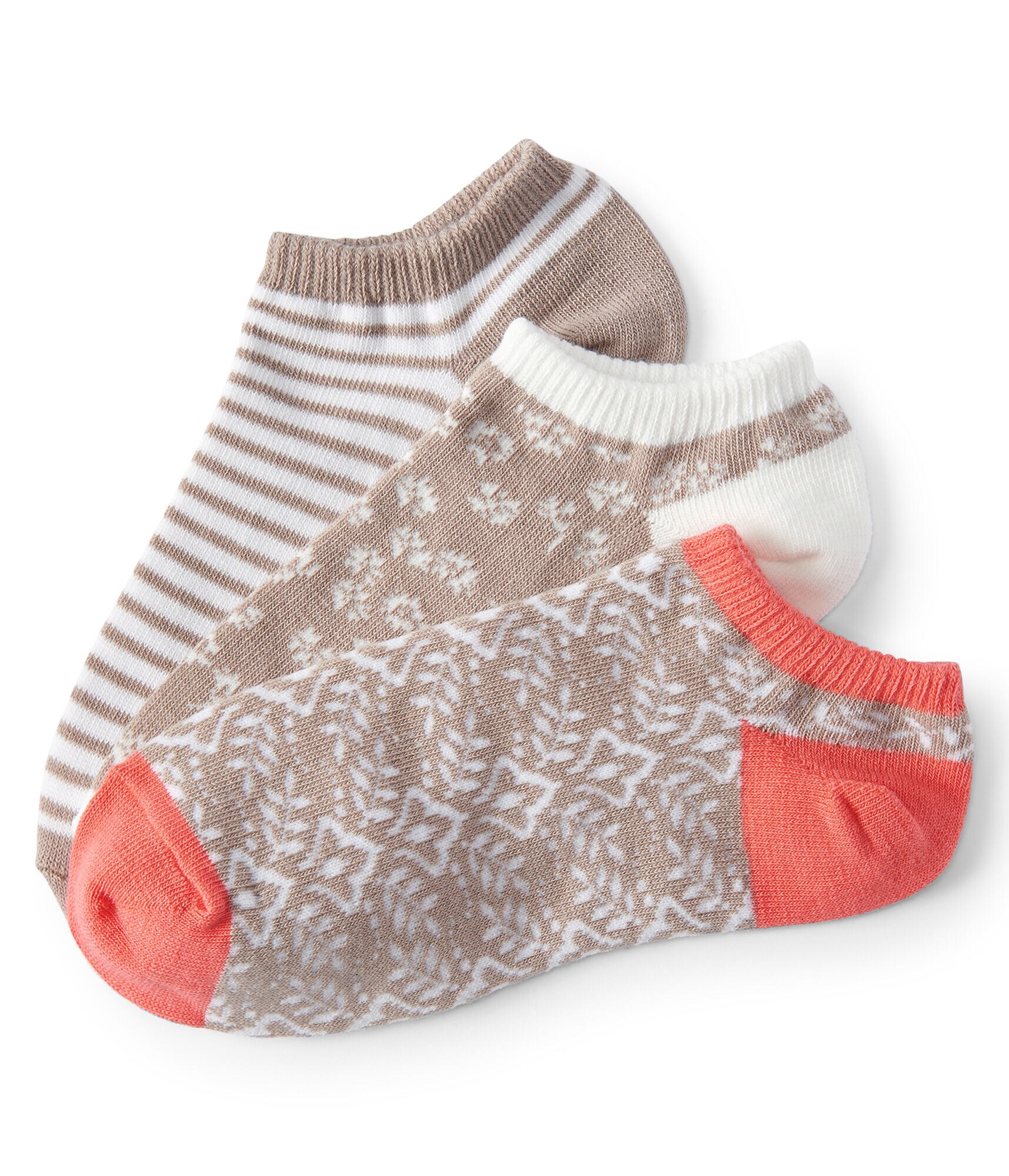 3-Pack Leaf, Stripe &amp; Daisy Ankle Socks