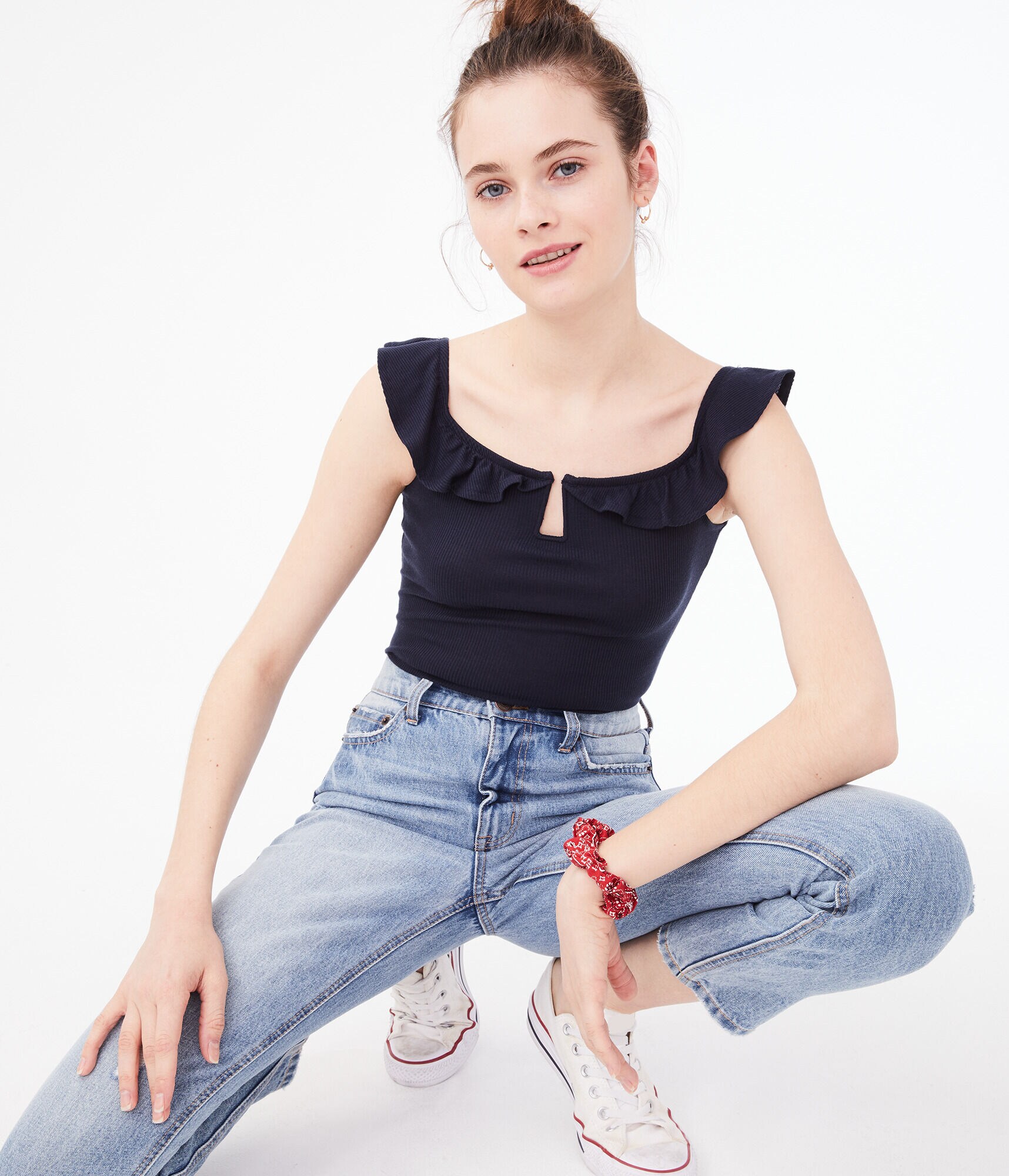 Ruffled U-Wire Bodycon Top