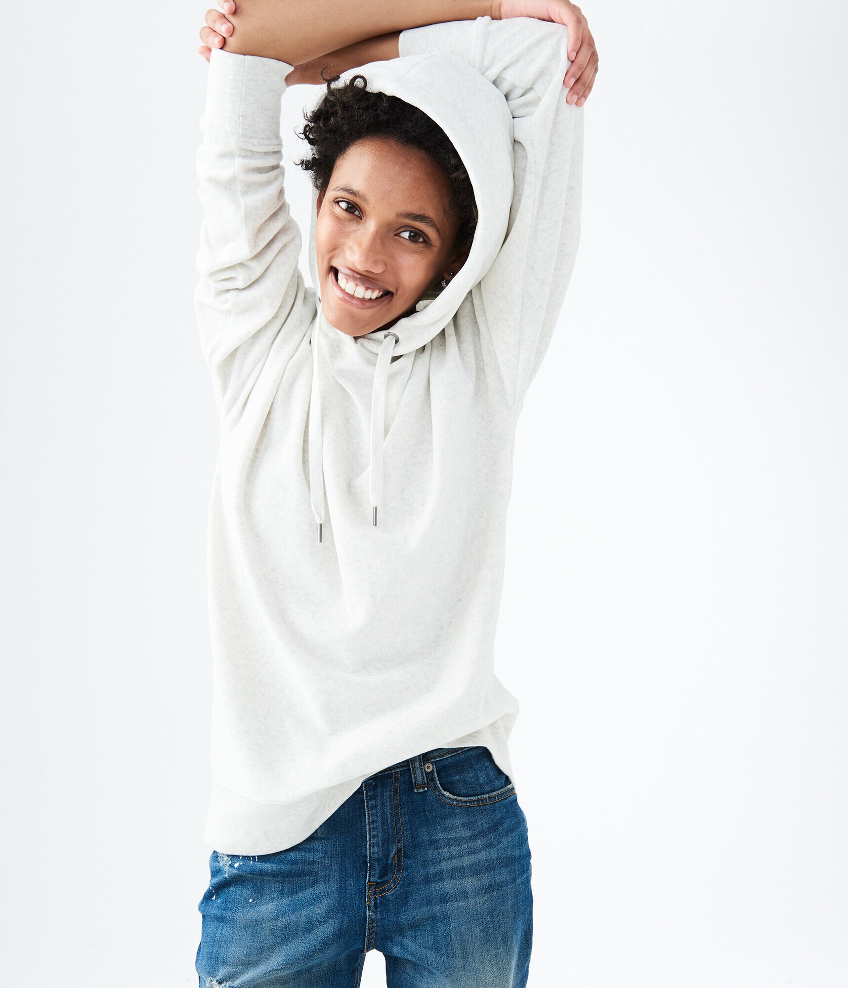 Oversized Velour Pullover Hoodie