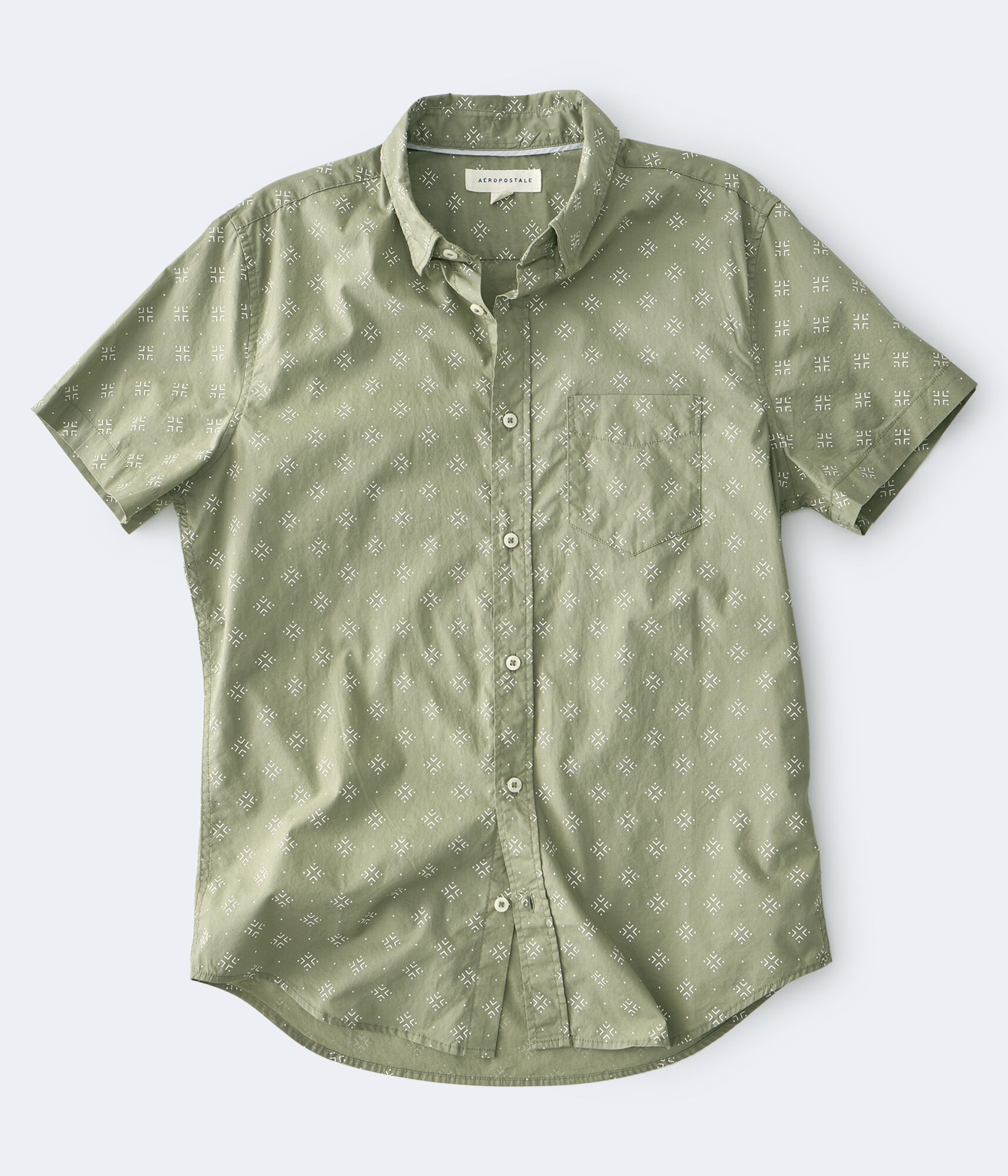 Geometric Diamond-Print Button-Down Shirt