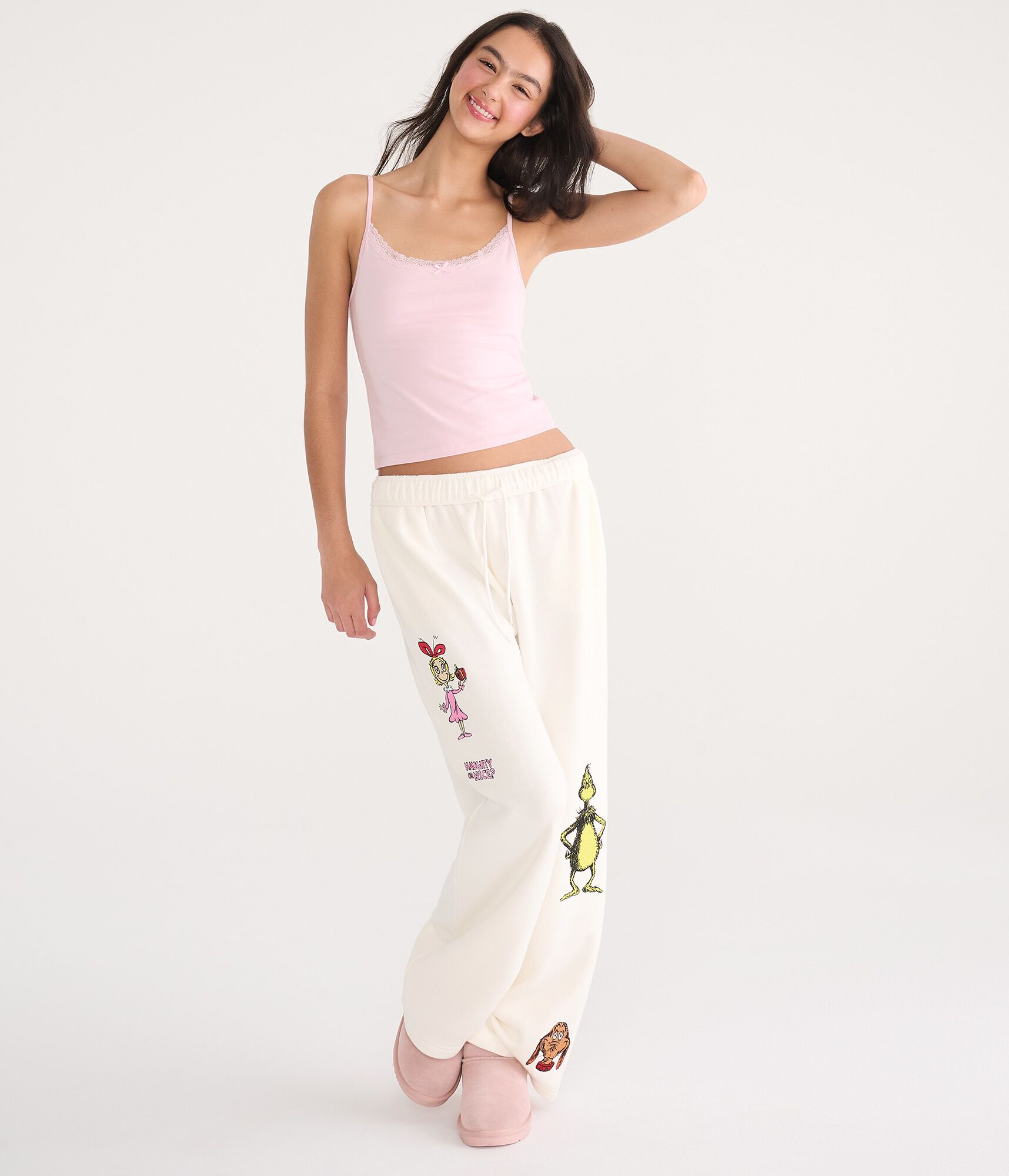 The Grinch Naughty Or Nice Mid-Rise Straight Leg Sweatpants