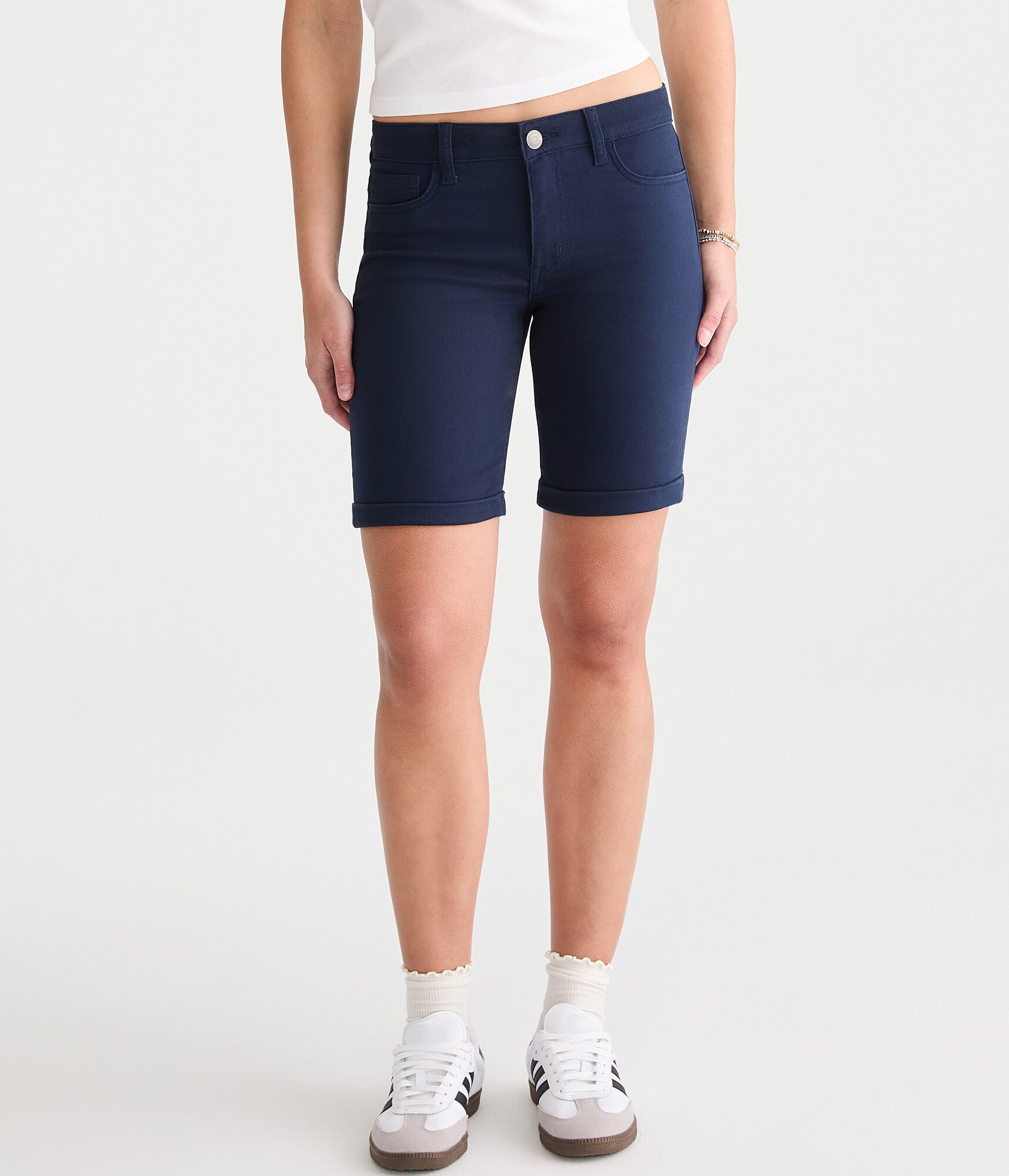 Mid-Rise Uniform Bermuda Shorts