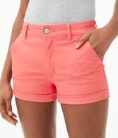 High-Rise Twill Midi Shorts