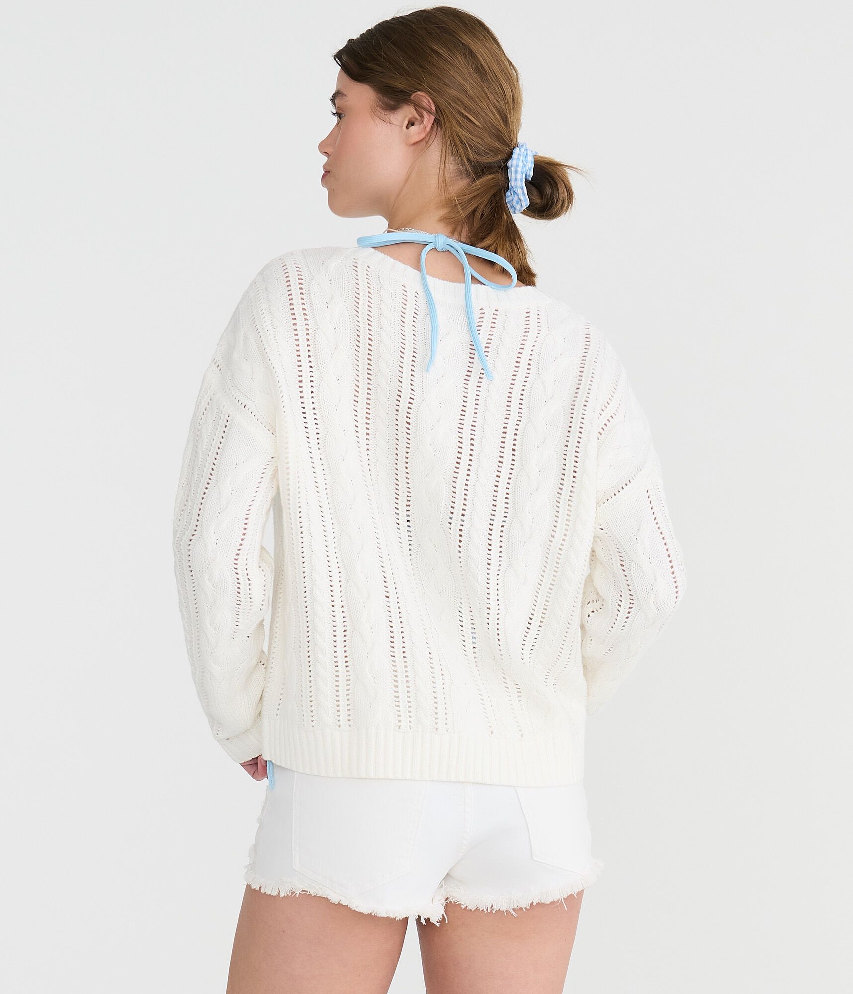 American Flag Cable Crew Sweater