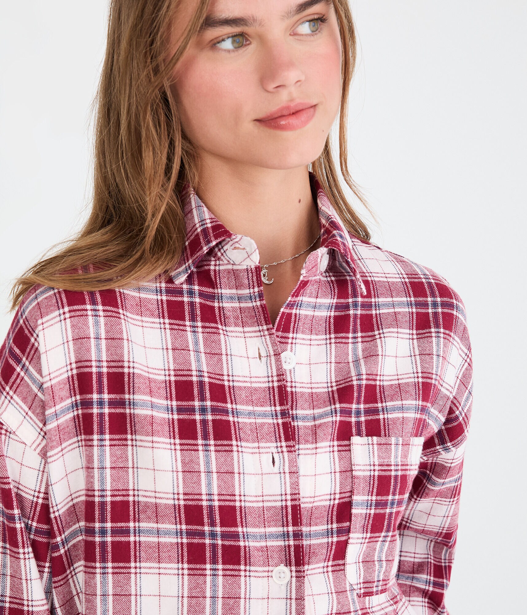 Long Sleeve Relaxed Plaid Shirt