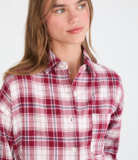 Long Sleeve Relaxed Plaid Shirt Long Sleeve Relaxed Plaid Shirt