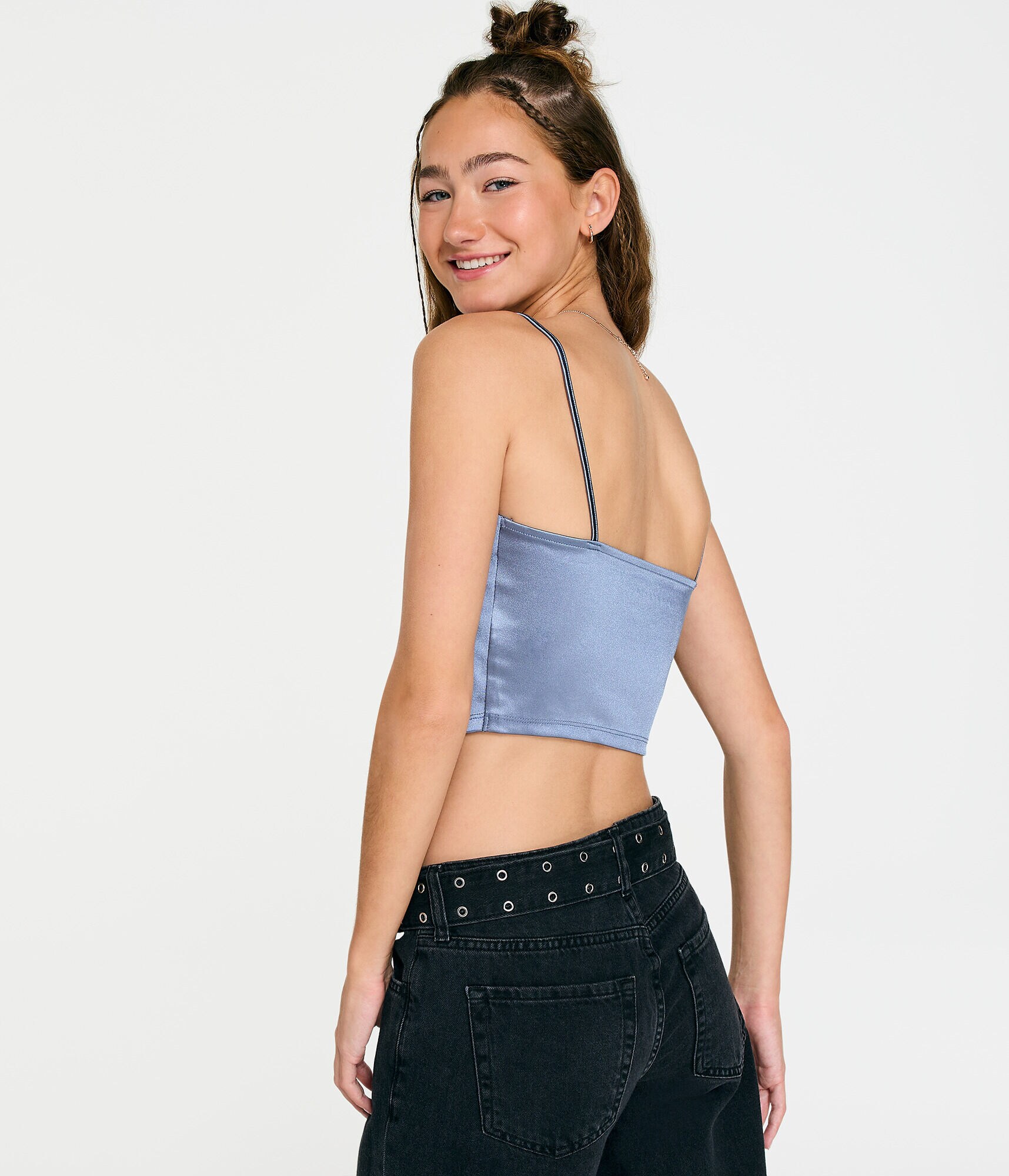 Satin Cropped Corset Tank