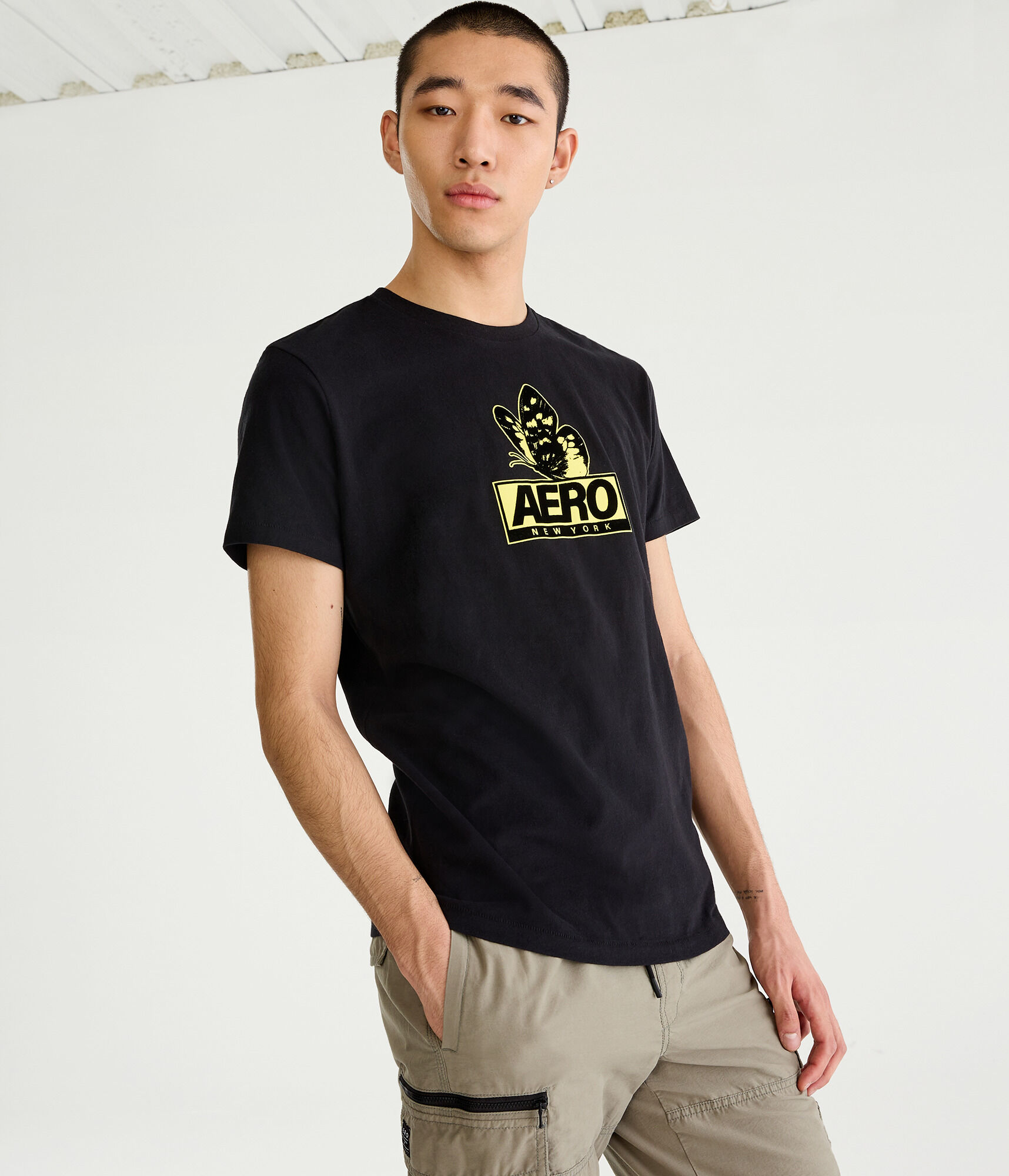 Aero Butterfly Box Logo Flocked Graphic Tee