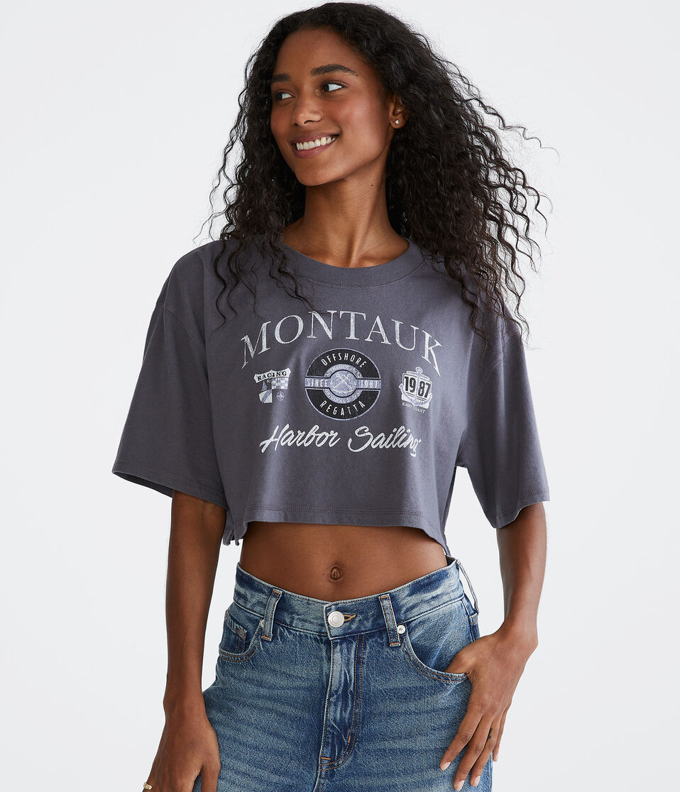 Montauk Sailing Cropped Boyfriend Graphic Tee