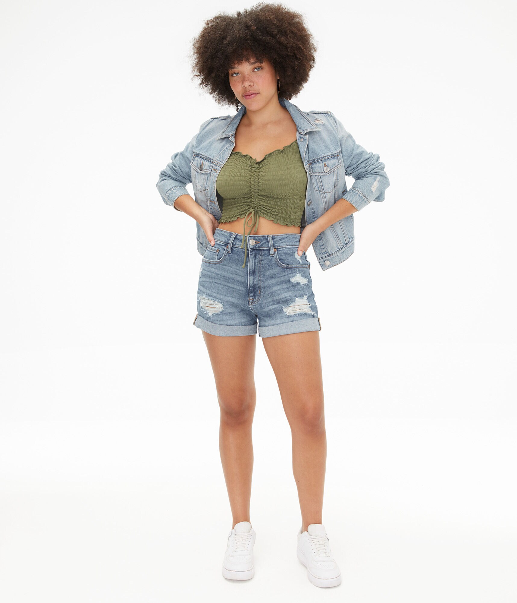 High-Rise Curvy Denim Mom Shorts
