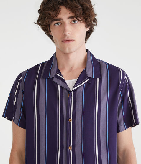 Short Sleeve Vertical Stripe Camp Shirt Short Sleeve Vertical Stripe Camp Shirt