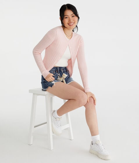 Cable Knit Crew Cardigan Cable Knit Crew Cardigan