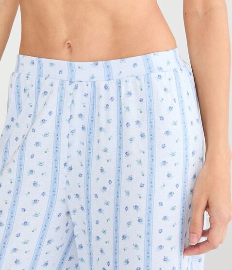 Floral Stripe Pointelle Straight Leg Sleep Pants Floral Stripe Pointelle Straight Leg Sleep Pants