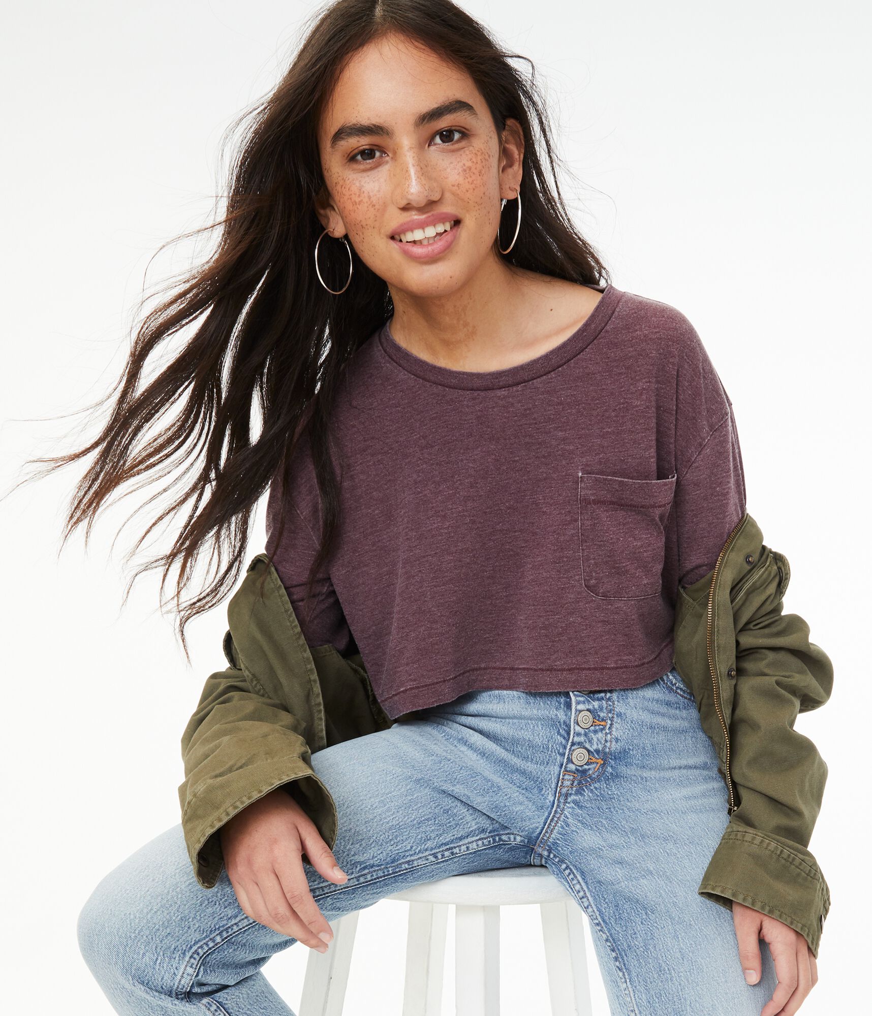 Burnout Cropped Crew Tee