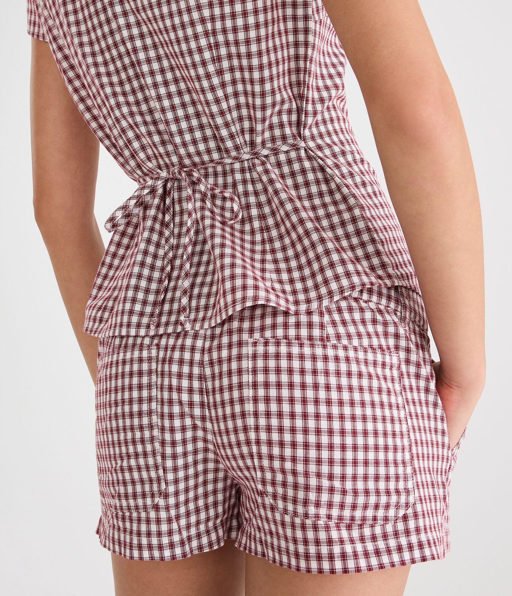D&eacute;j&agrave; For Aero Plaid Tie-Back Blouse