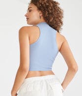 Cropped Mock-Neck Tank
