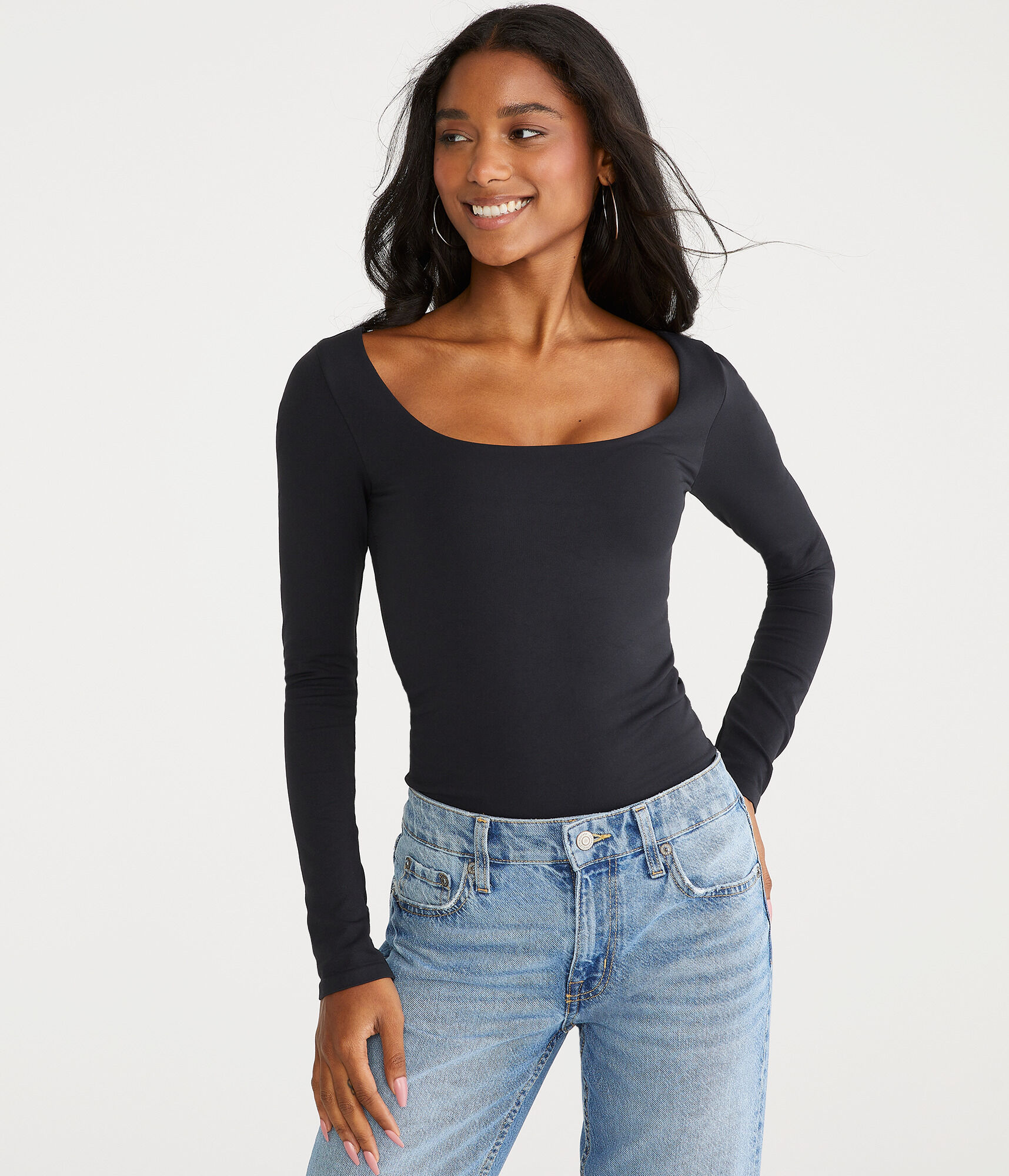 Long Sleeve Seriously Soft Sculpt Scoop-Neck Tee