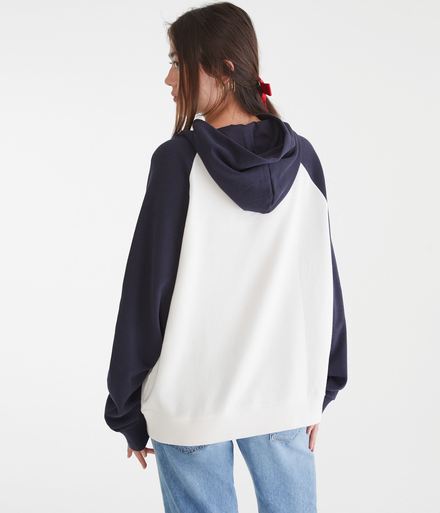 Bow Oversized Raglan Pullover Hoodie