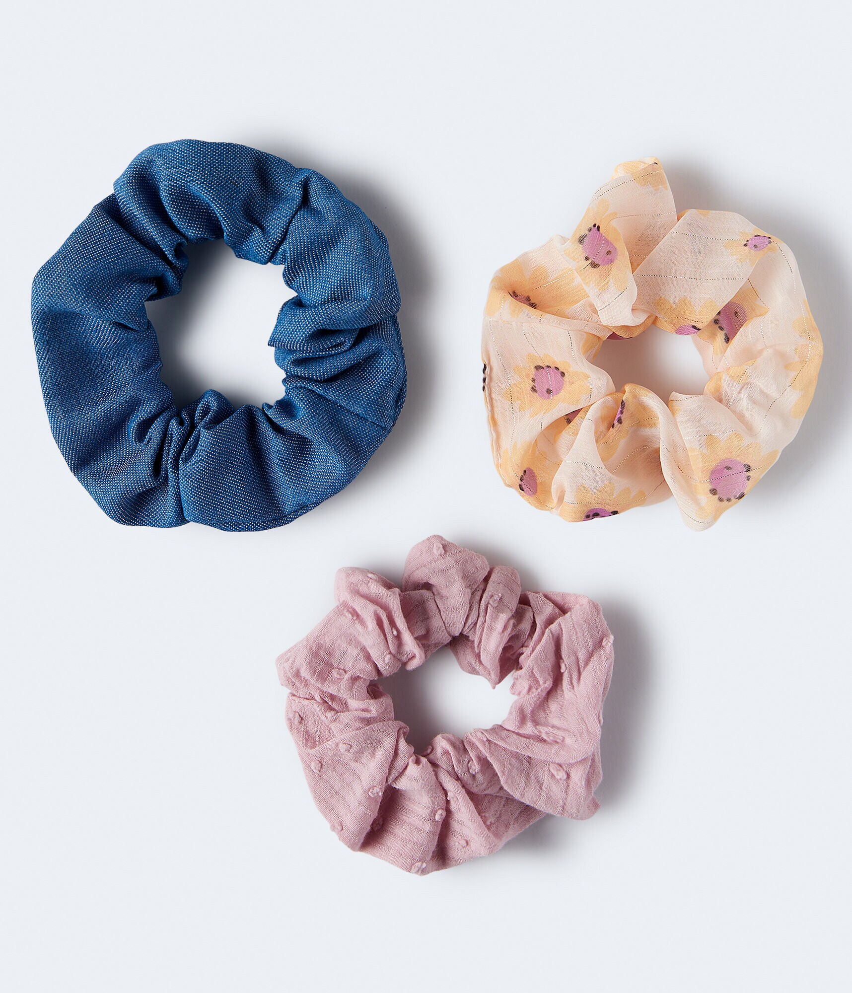 Metallic Floral Scrunchie 3-Pack