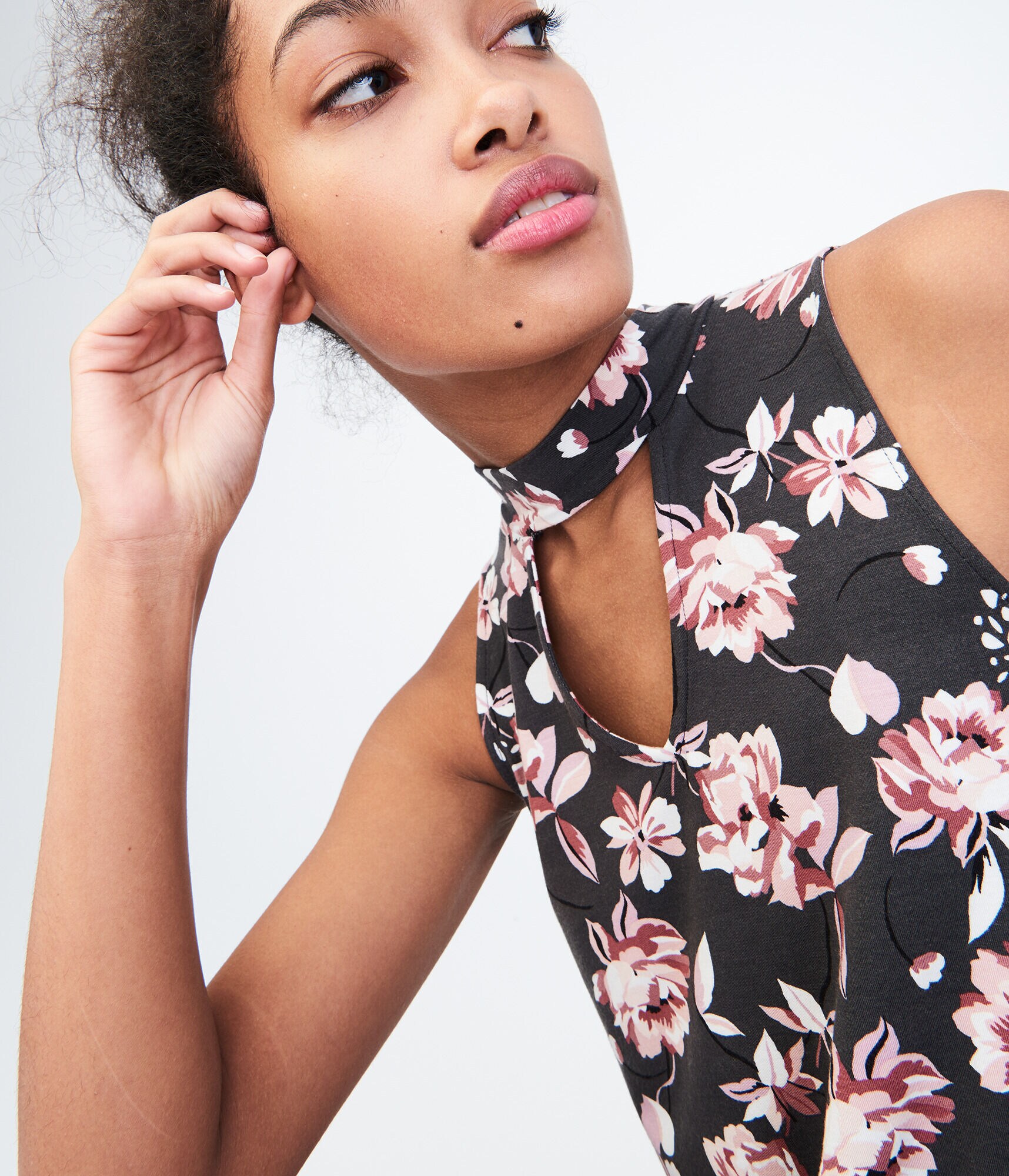 Floral Choker Swing Dress