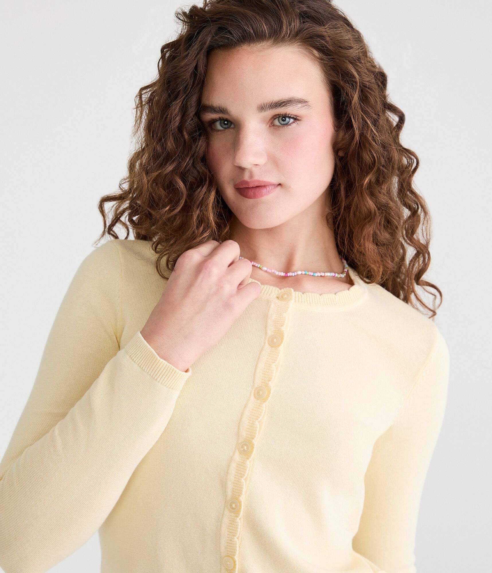 Scalloped Crew Cardigan