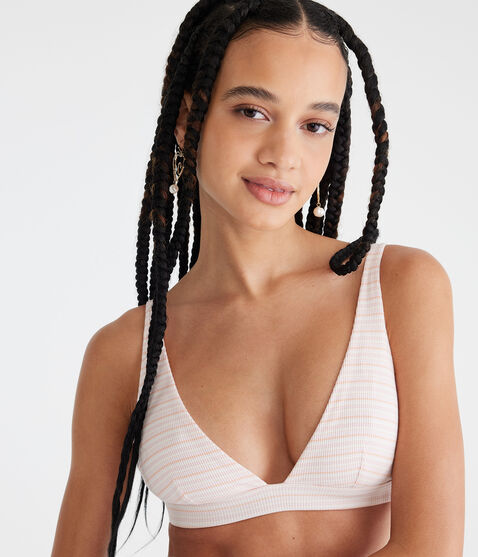 Multi Stripe Ribbed Plunge Triangle Bra