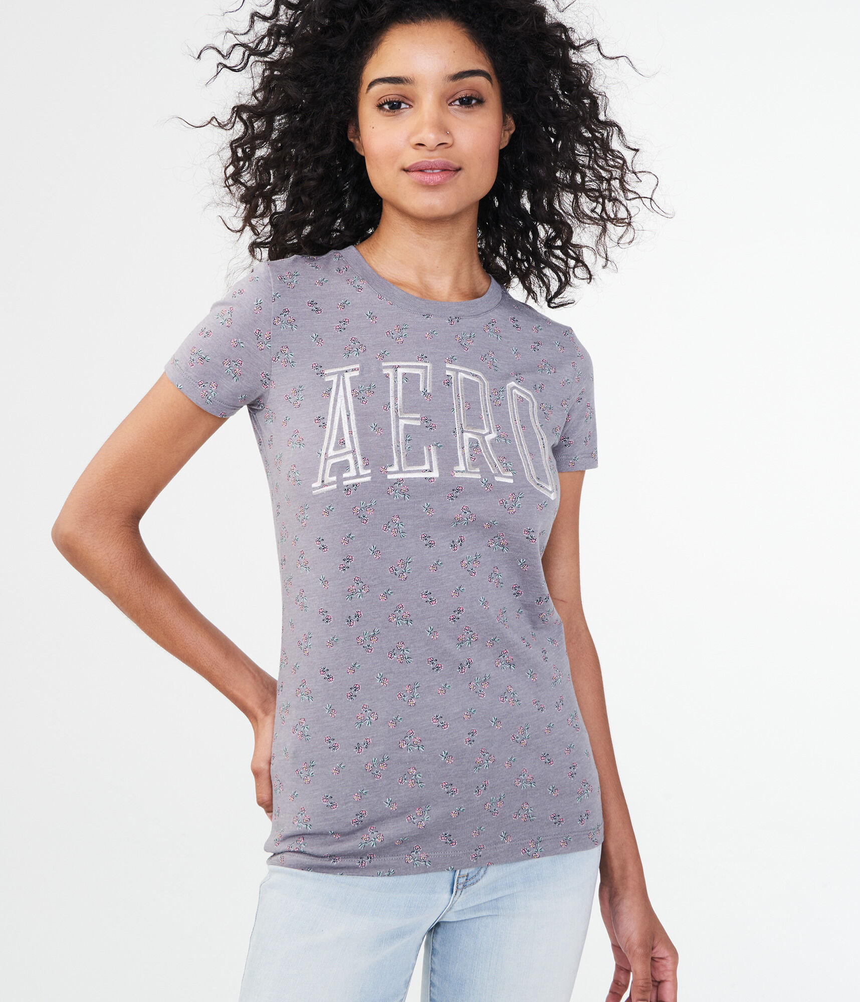 Floral Metallic Aero Logo Graphic Tee