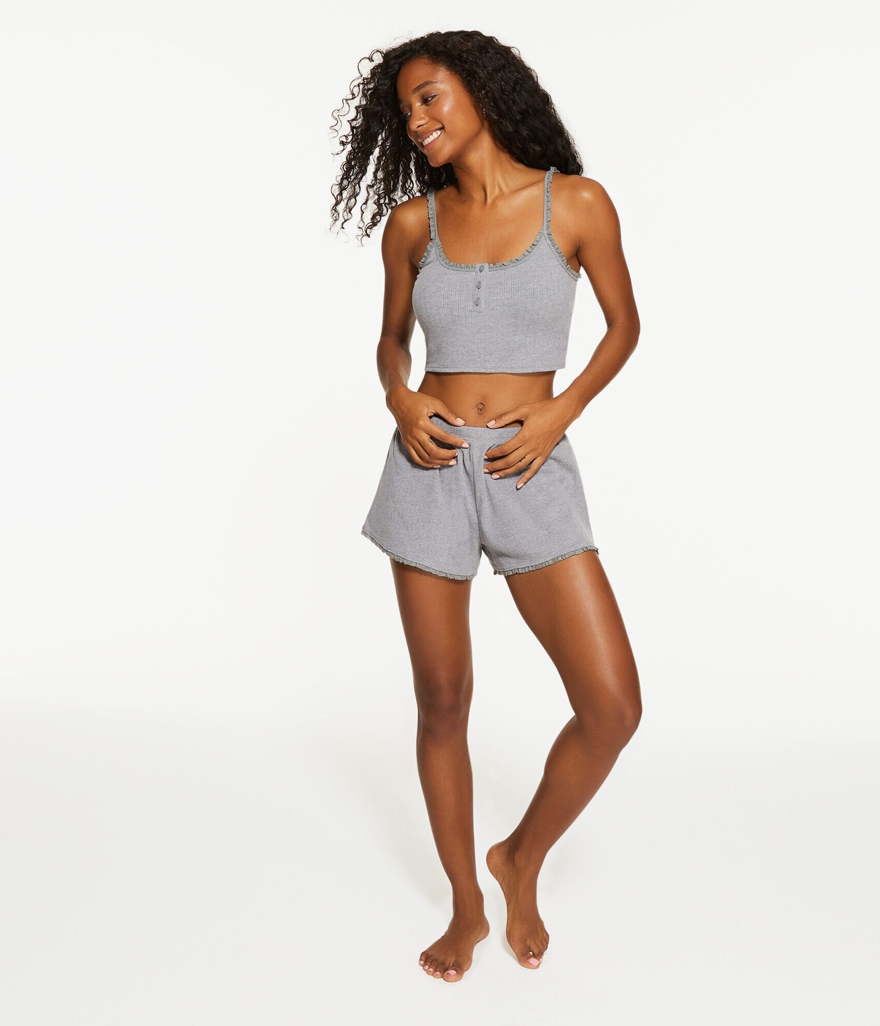 Lace-Trim Cropped Sleep Tank