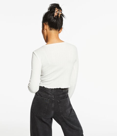 Long Sleeve Ribbed Cropped Shrunken Tee Long Sleeve Ribbed Cropped Shrunken Tee