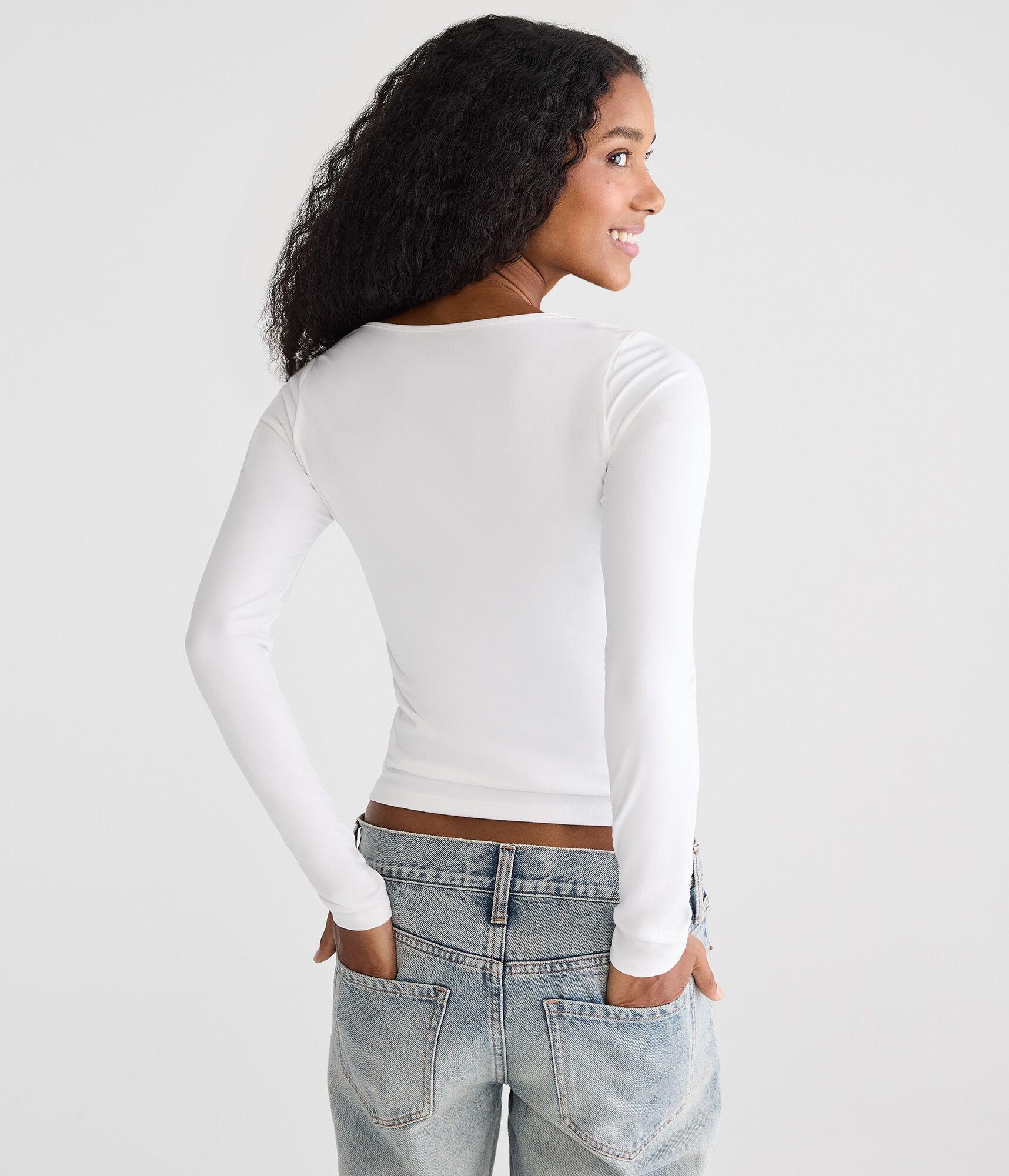 Long Sleeve Buttery Soft Scoop-Neck Tee