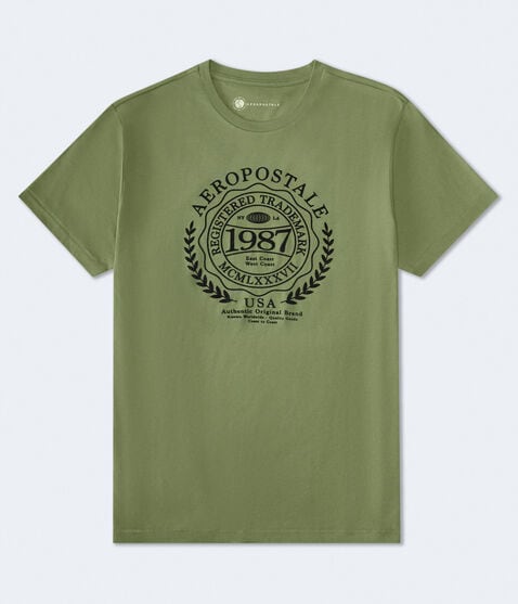 Aeropostale Laurel Circle Flocked Graphic Tee Aeropostale Laurel Circle Flocked Graphic Tee