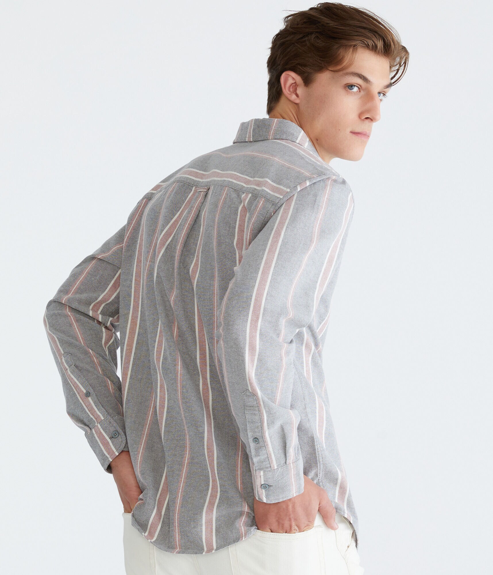 Long Sleeve Relaxed Vertical Stripe Oxford Shirt