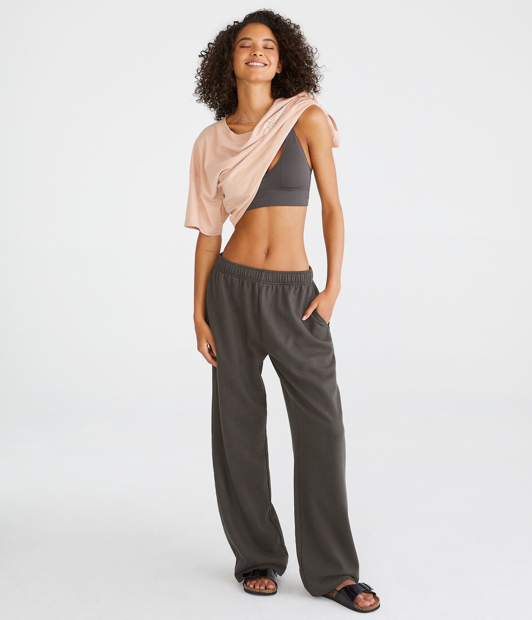 High-Waisted Straight Leg Sweatpants