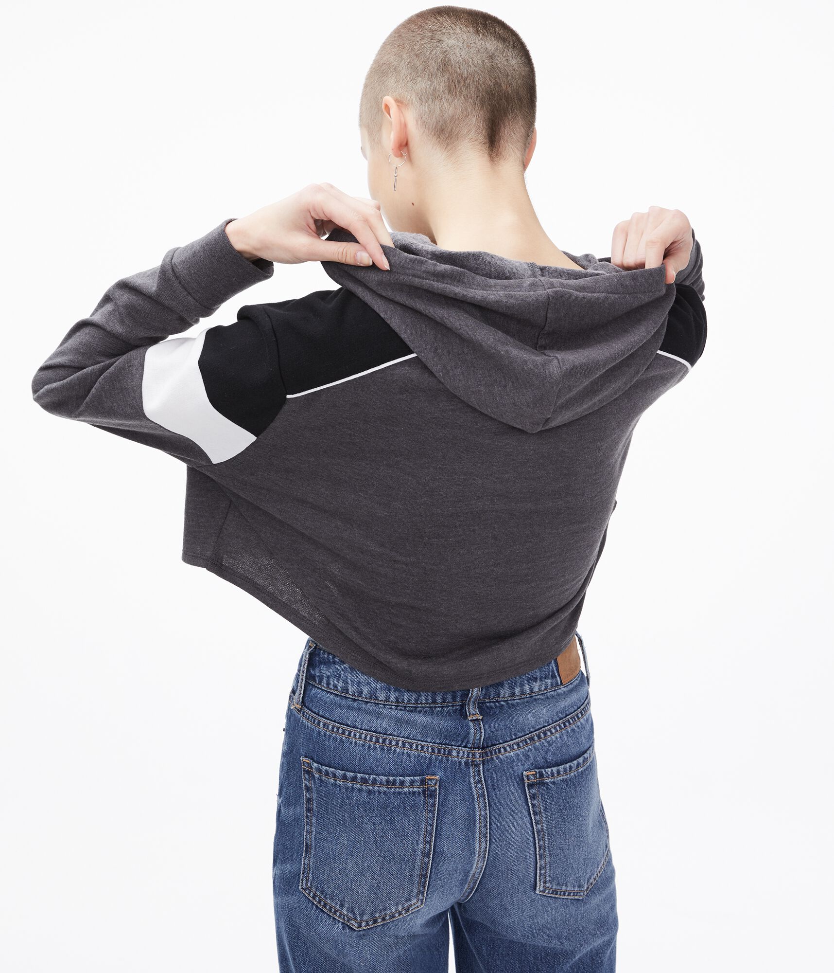 Colorblock Cropped Pullover Hoodie