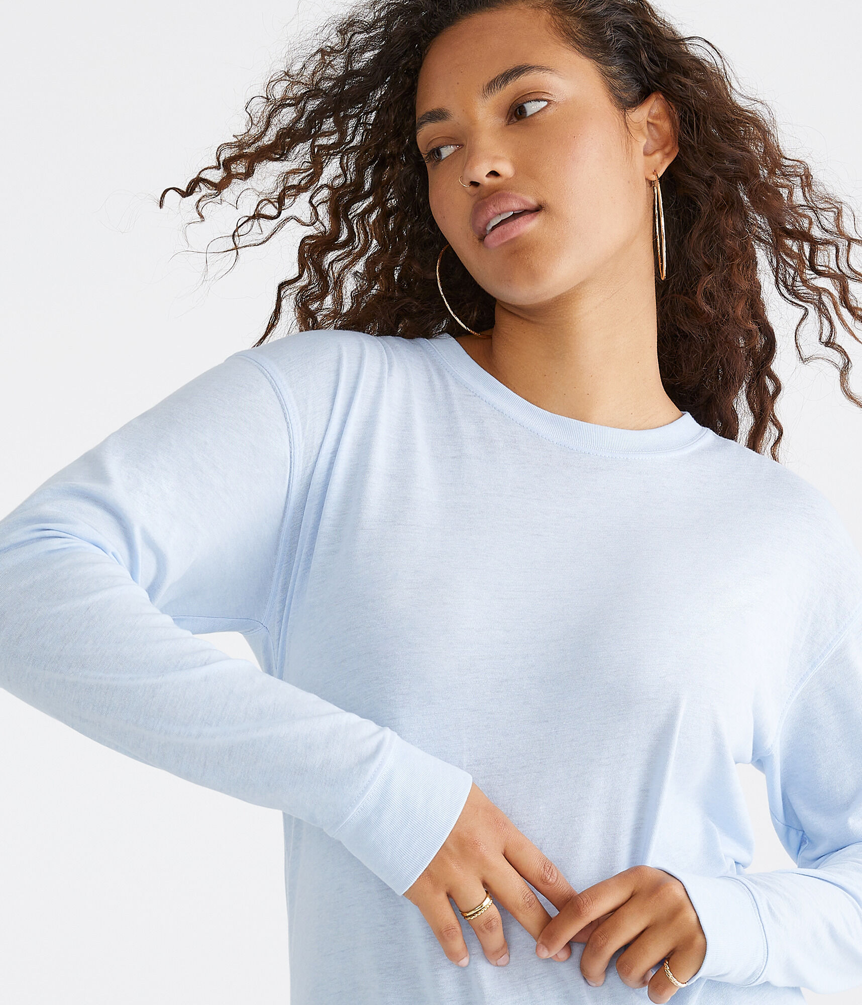 Long Sleeve Washed Loose Fit Crew Tee