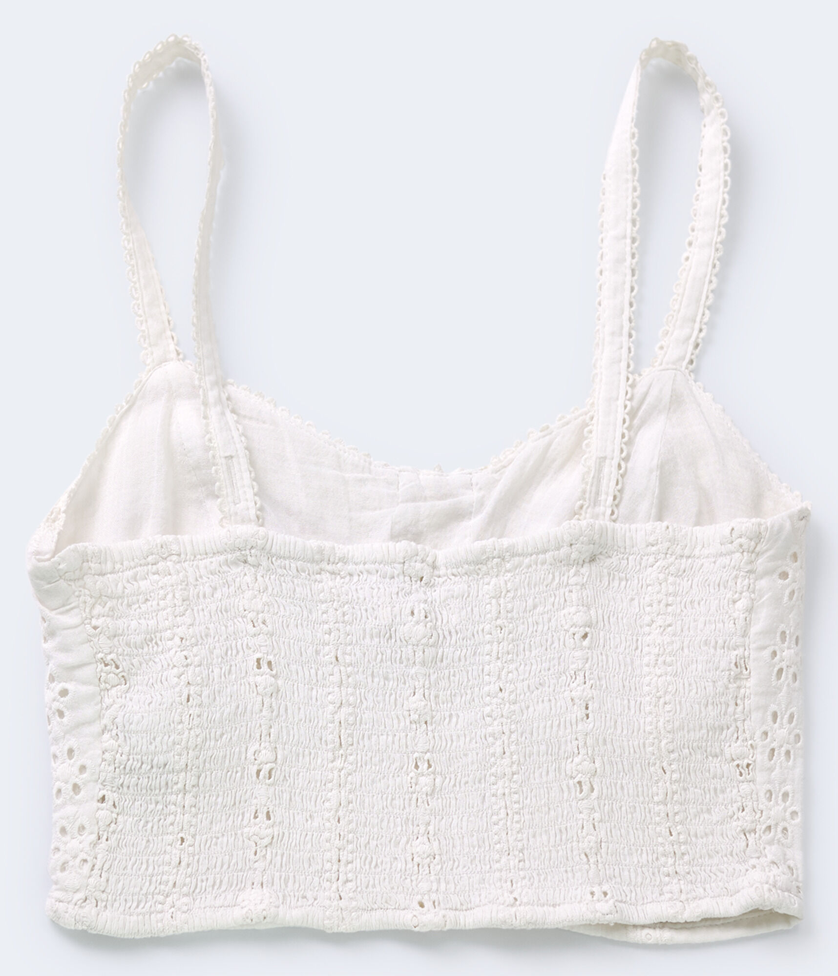 Tonal Gingham Lace Eyelet Crop Top