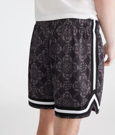 Floral Diamond Print Mesh Shorts 6"