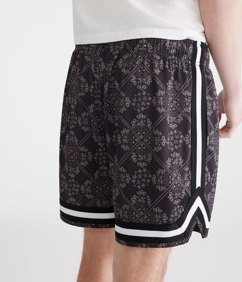 Floral Diamond Print Mesh Shorts 6" Floral Diamond Print Mesh Shorts 6"