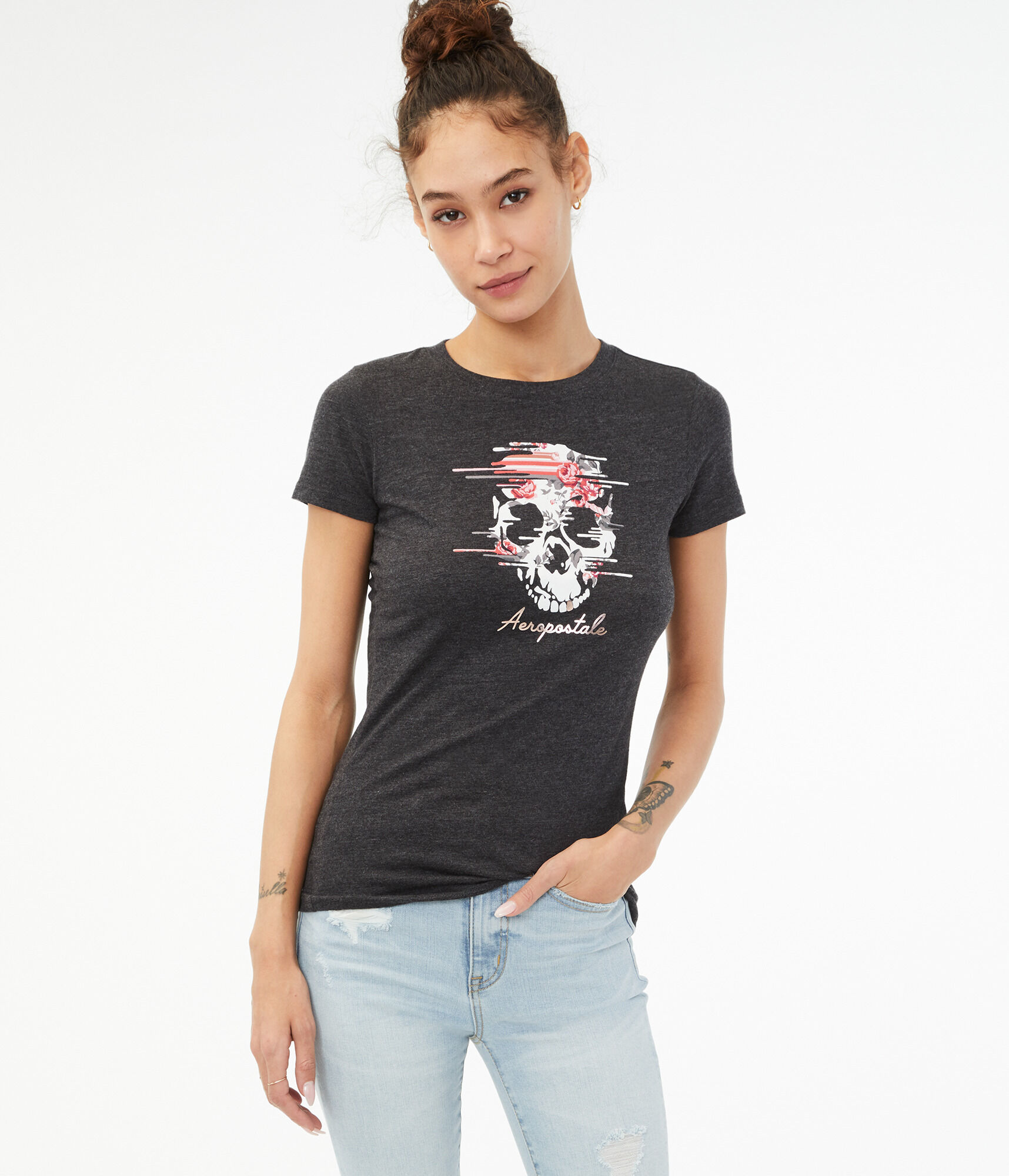 Floral Skull Graphic Tee